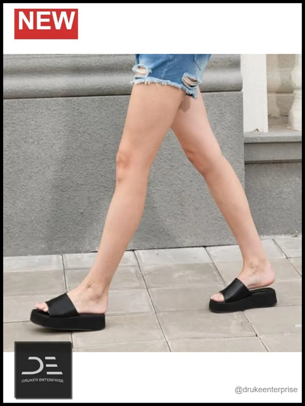 Chunky Platform Wedge Sandals - Slip On Summer Slides Lightweight Waterproof